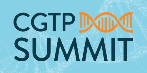 Image of DNA helix with text 'CGTP Summit'