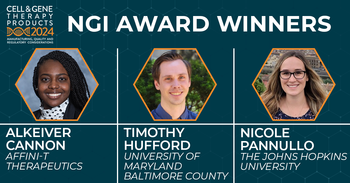 Cell & Gene Therapy Products 2024 NGI Award Winners Alkeiver Cannon Timothy Hufford Nicole Pannullo'