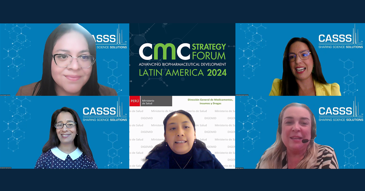 Image of zoom session with females and text 'CMC Strategy Forum Latin America 2024'