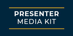 Image of blue background with text 'presenter media kit'