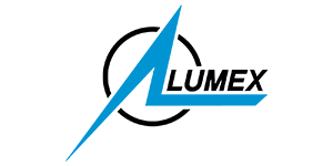 Company logo blue and black graphic with with text 'Lumex'