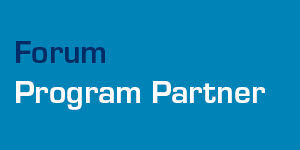 Blue graphic with text 'Forum Program Partner'