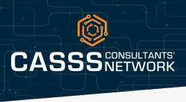 Dark blue graphic with text 'CASSS Consultants' Network'