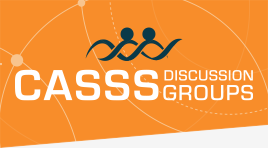 Bright orange graphic with text 'CASSS Discussion Groups'