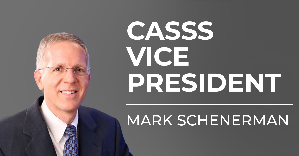 Image of male with text 'CASSS Vice President Mark Schenerman'