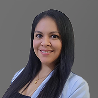 Professional headshot image of female with dark hair