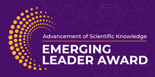 Image of award logo with text 'Advancement of Scientific Knowledge Emerging Leader Award (ELAA)'